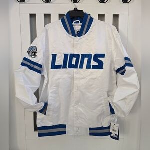 Brand New Starter Detroit Lions Home Game Varsity Jacket White Men's Size Large